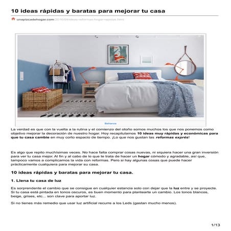 10 ideas rápidas y baratas para mejorar tu casa | PDF