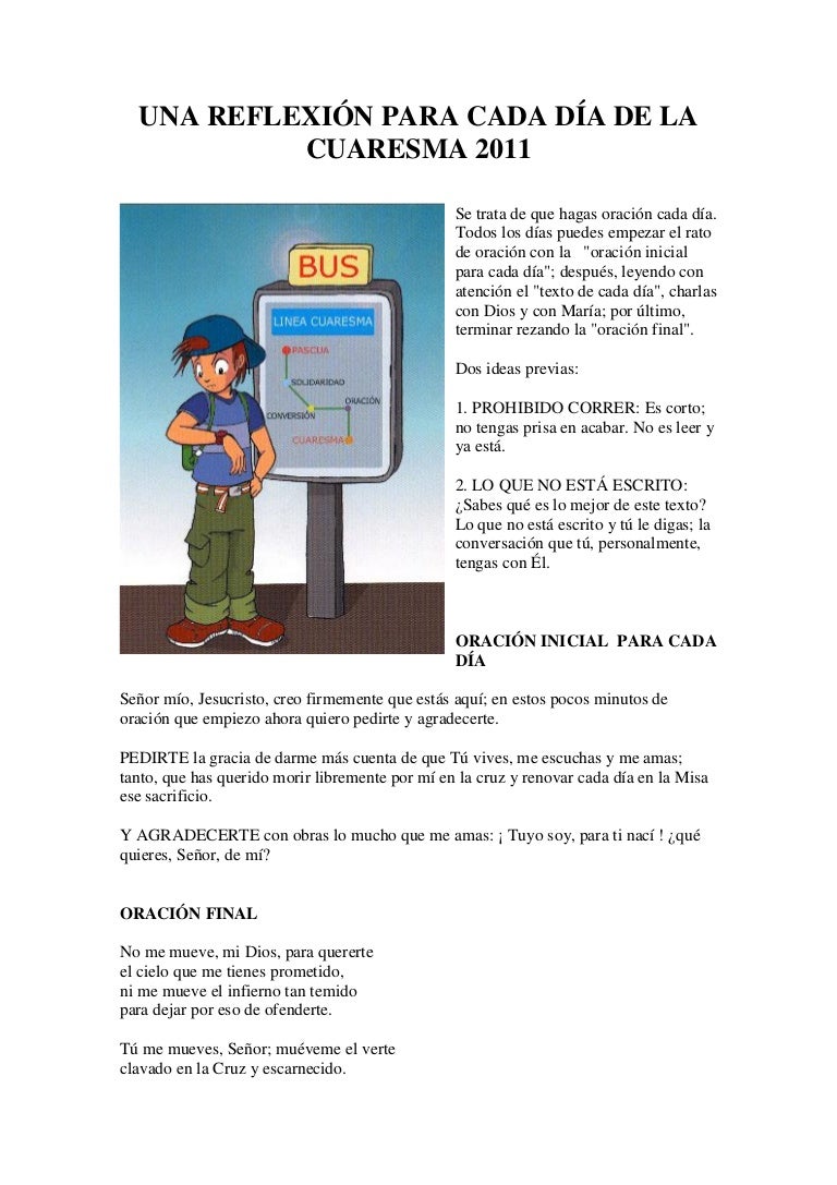 Una Reflexion Para Cada Dia De La Cuaresma 2011