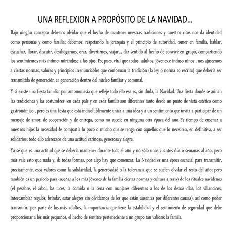 Una reflexion a propósito de la navidad