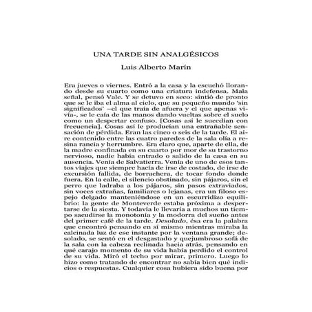 Una tarde sin analgésicos