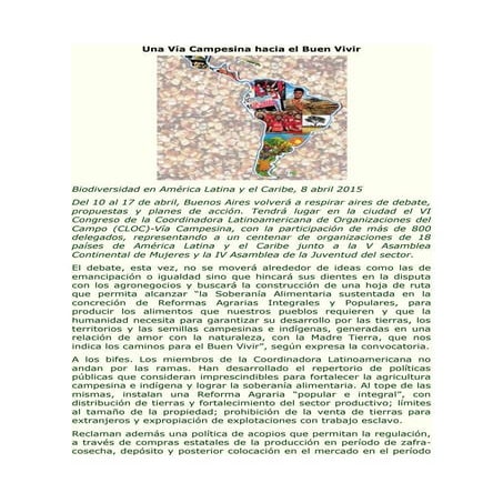 Una Vía Campesina hacia el Buen Vivir