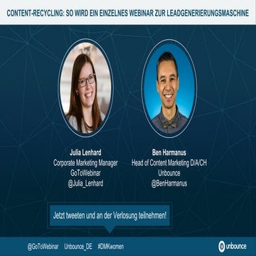 DMKwomen 2017 Content-Recycling: So wird ein einzelnes Webinar zur Leadgeneri...