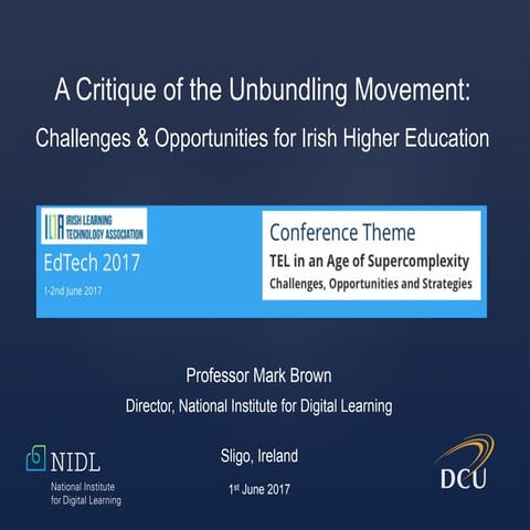 A Critique of the Unbundling Movement: Challenges and Opportunities for Irish...