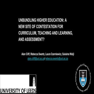 Unbundling Higher Education: a new site of contestation for curriculum? 