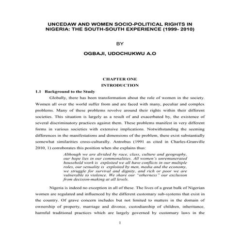 Uncedaw and women sociopolitical rights