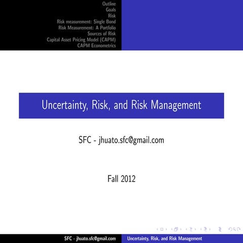 Uncertainty, Risk, and Risk Management