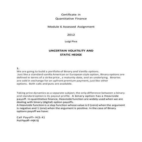 Uncertain volatillity Models