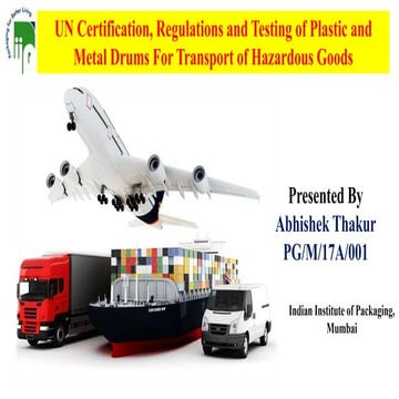 Un certification for Packaging of Hazardous Goods