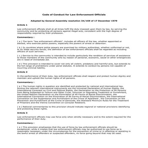 Un code of conduct for law enforcement officials | PDF