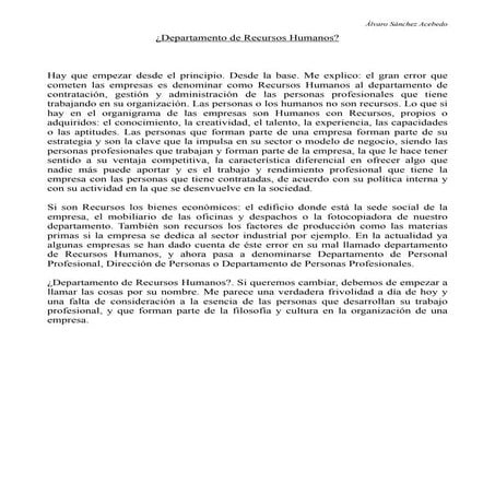 Un concepto mal empleado. Dpto. de RR. HH