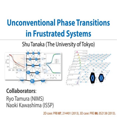 Unconventional phase transitions in frustrated systems (March, 2014)