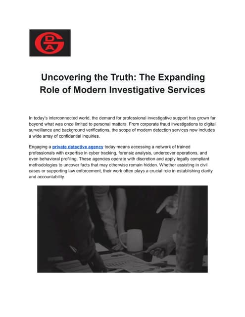 Uncovering the Truth: The Expanding Role of Modern Investigative ...