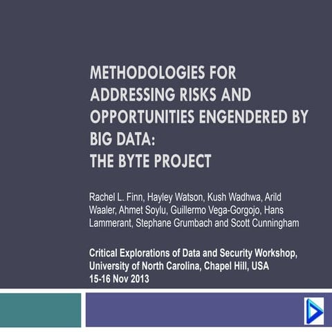Methodologies for Addressing Risks and Opportunities Engendered by Big Data T...