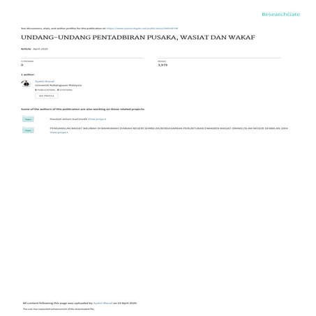 UNDANG-UNDANG PENTADBIRAN PUSAKA, WASIAT DAN WAKAF