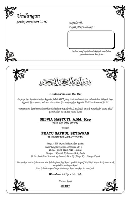 Undangan akad nikah sel | PDF