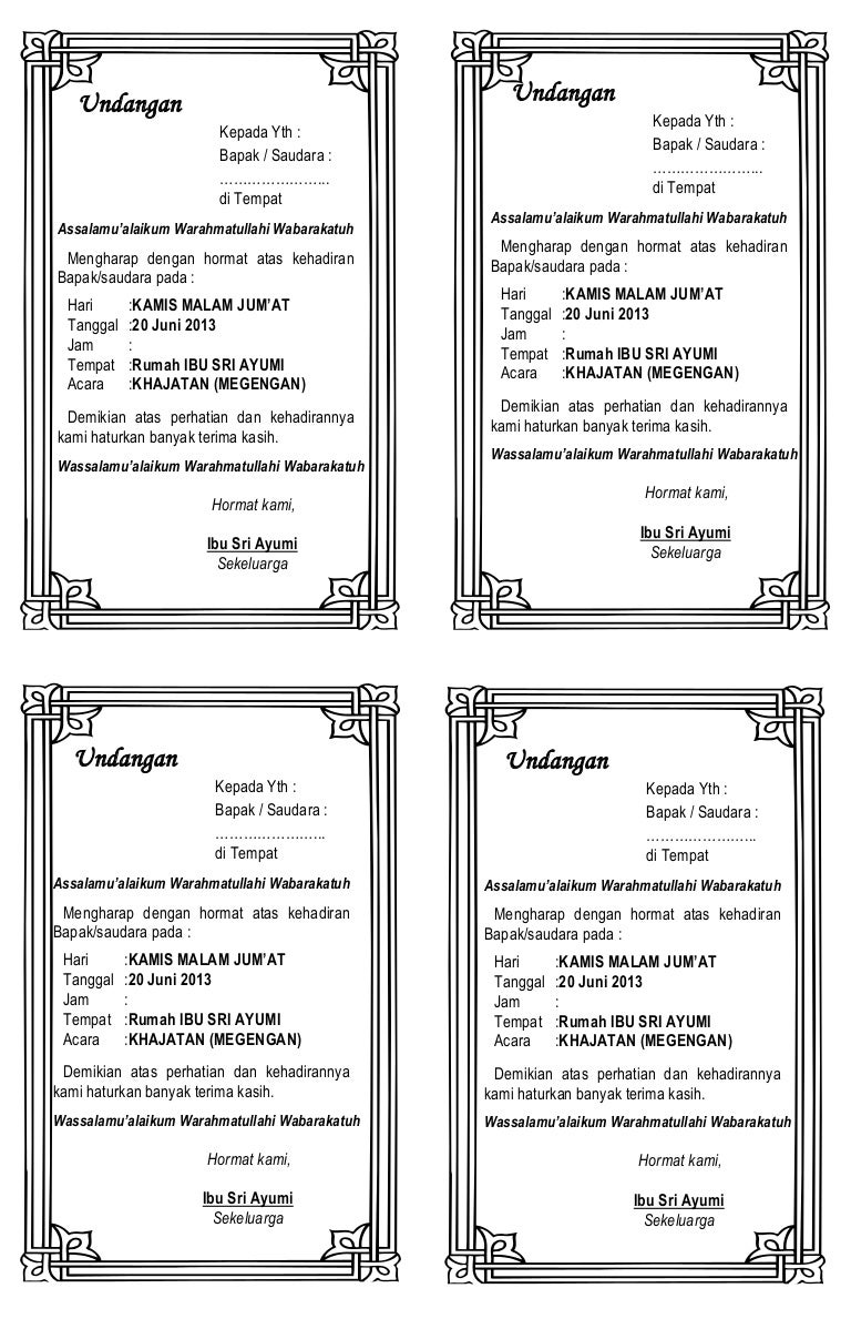 Undangan Khajatan jadi 4