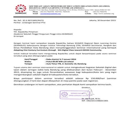 Undangan untuk Mitra SEAMOLEC