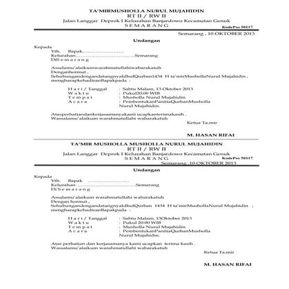 Undangan rapat qurban 2013