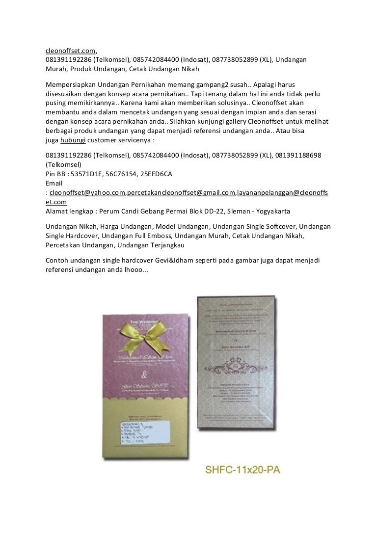 Undangan Single Hardcover Murah