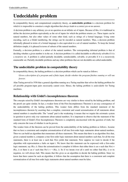 Undecidable Problem