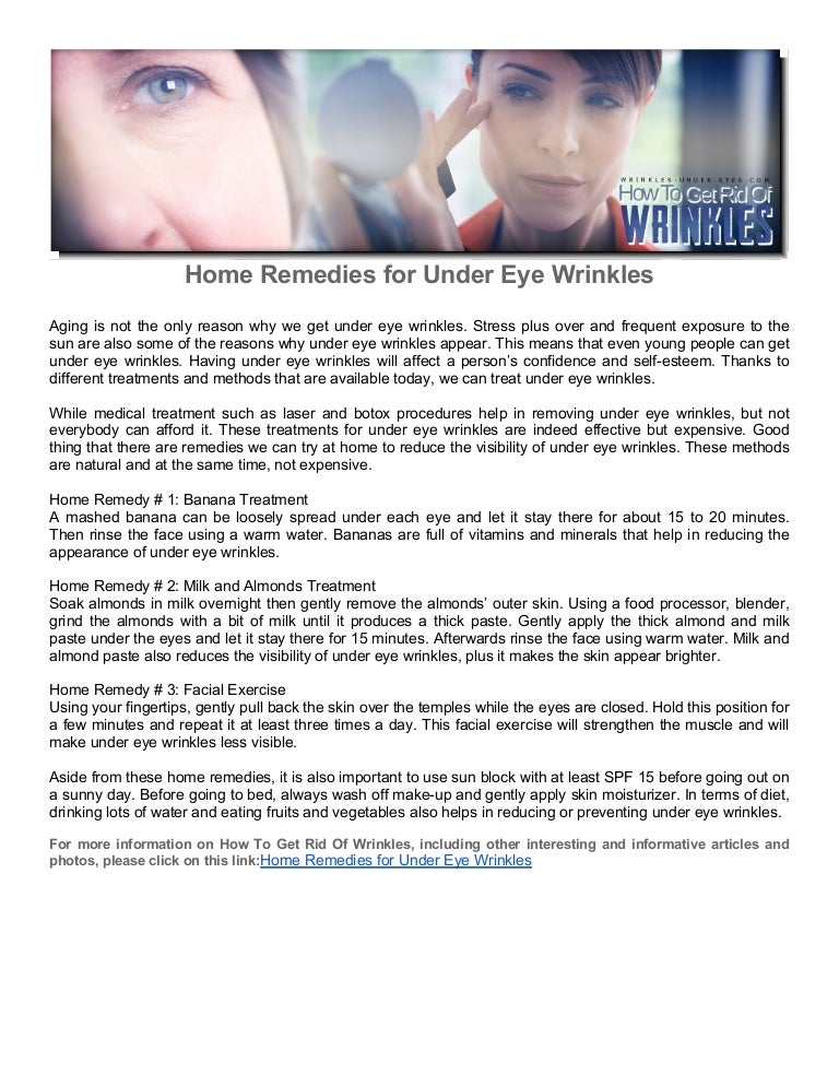 Home Remedies For Under Eye Wrinkles