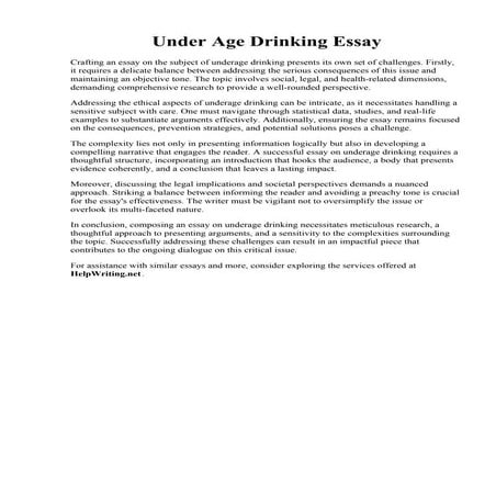 Under Age Drinking Essay