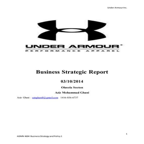 Under Armour Inc Strategic Outlook