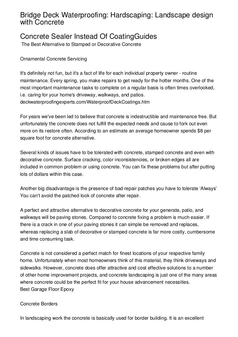 hardscape cost per square foot on Bridge Deck Waterproofing Hardscaping Landscape Design With Concrete