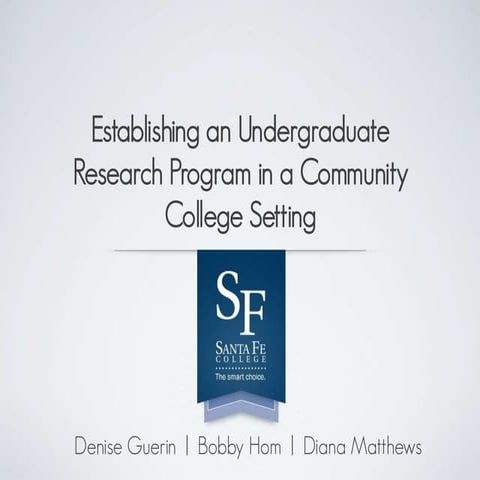 Establishing an Undergraduate Research Program in a Community College Setting