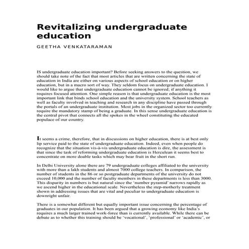 Undergraduate education