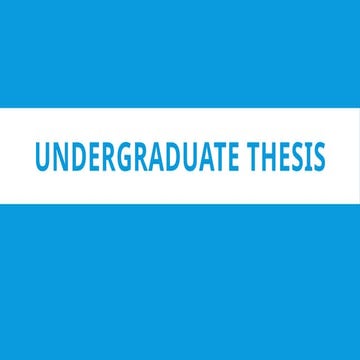 Introductory Writing tips & basics of Undergraduate Thesis