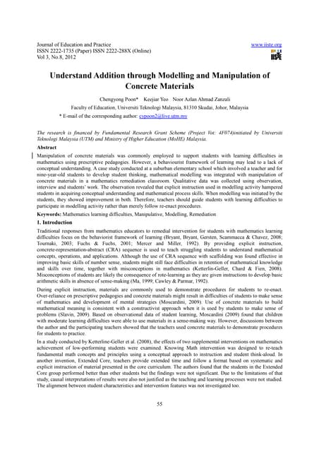 Understand addition through modelling and manipulation of concrete materials