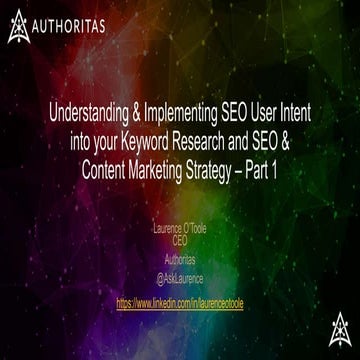 Understanding and implementing SEO User Intent - Part 1