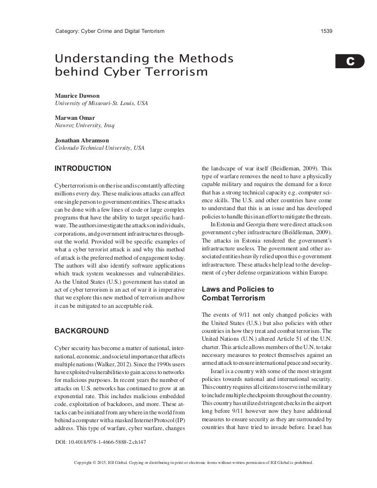 Cyber terrorism essay