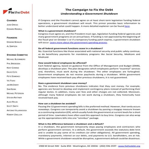 Understanding a Government Shutdown | PDF