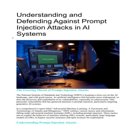 Understanding and Defending Against Prompt Injection Attacks in AI Systems