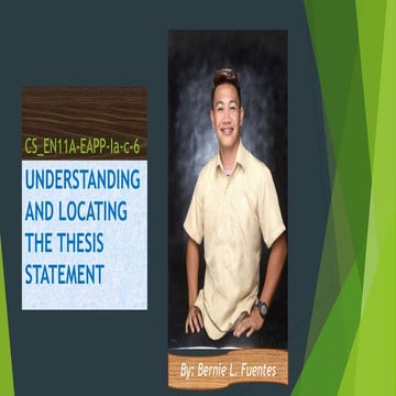 Understanding and Locating the Thesis Statement