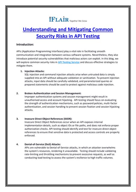 Understanding and Mitigating Common Security Risks in API Testing.pdf