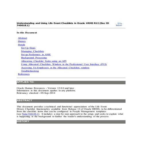 Understanding and using life event checklists in oracle hrms r12 | DOCX