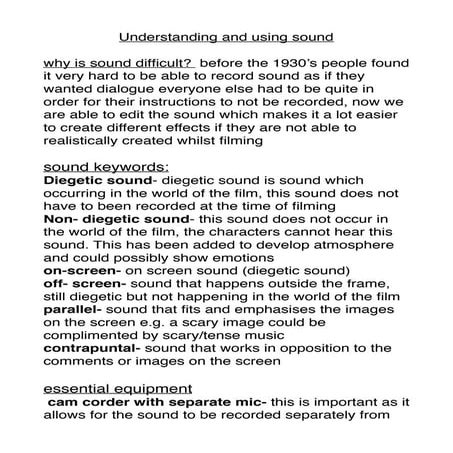 Understanding and using sound
