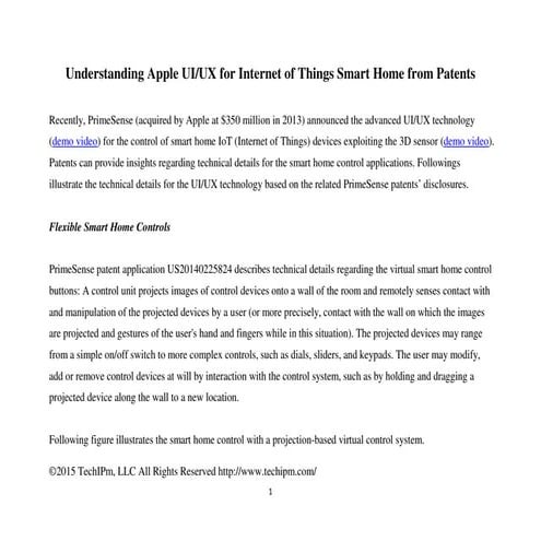 Understanding Apple UI/UX for Internet of Things Smart Home from Patents