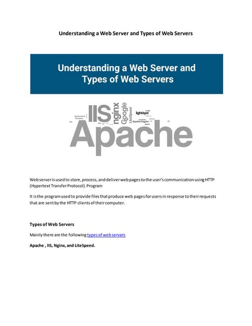 Understanding a web server and types of web servers ppt