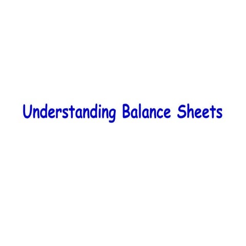 Understanding balance sheets
