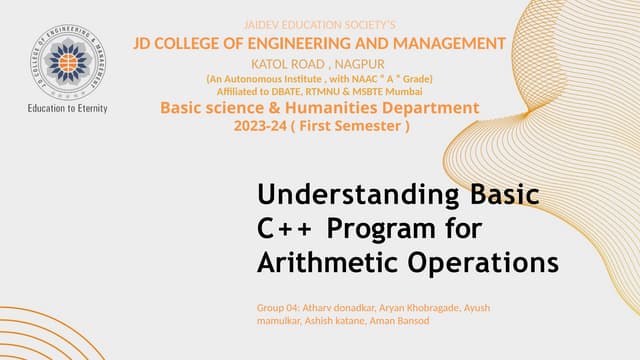 Understanding Basic C++ Program for Arithmetic Operations.pptx