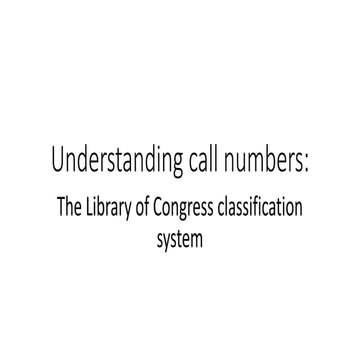 Understanding call numbers