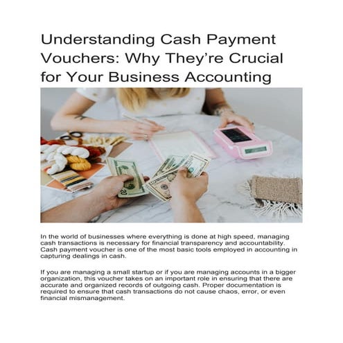 Understanding Cash Payment Vouchers - Why They're Crucial for Your Business A...