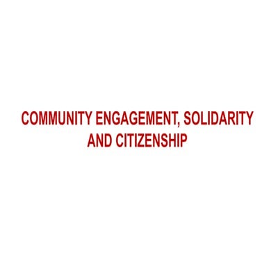 Subject: Community Engagement, Solidarity, and Citizenship about   UNDERSTAND...