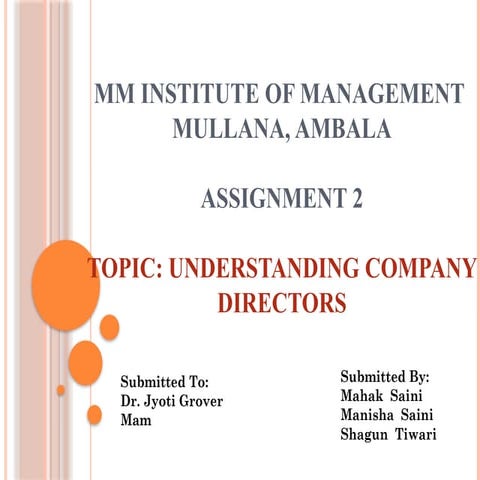 Understanding Company Directors Ppt Pptx