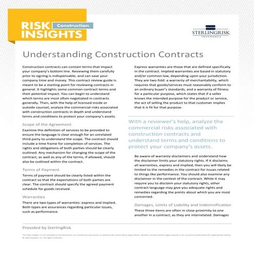 Understanding Construction Contracts