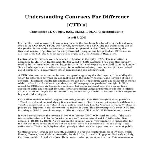 Understanding Contracts for Difference